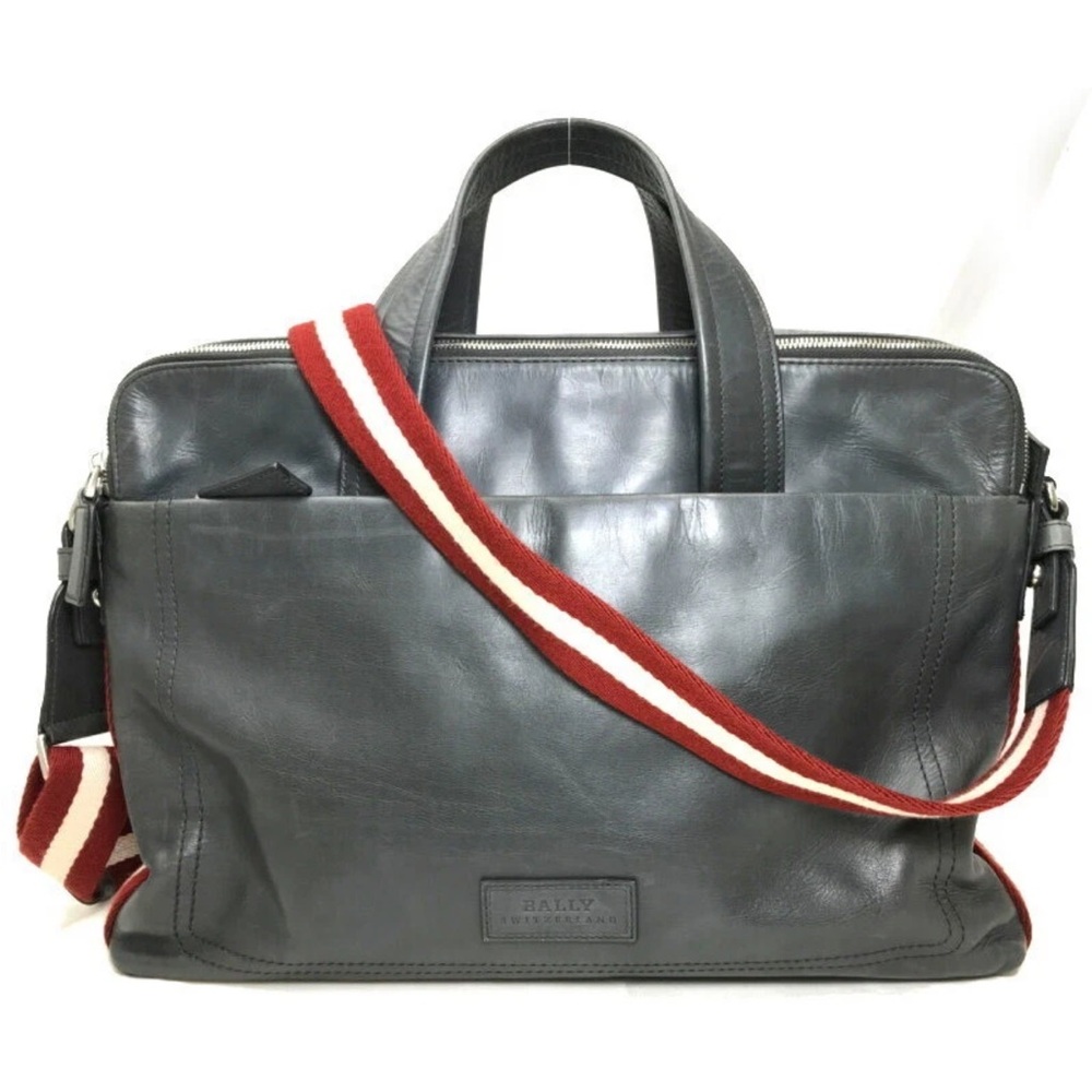 BALLY 2Way Business Bag
Striped Gray Leather Silver Hardware